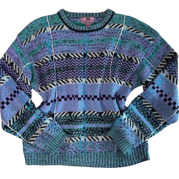 CONCRETE Max Other - Vintage retro 80s 90s funky colorful sweater ~ pullover cozy‎ crewneck
